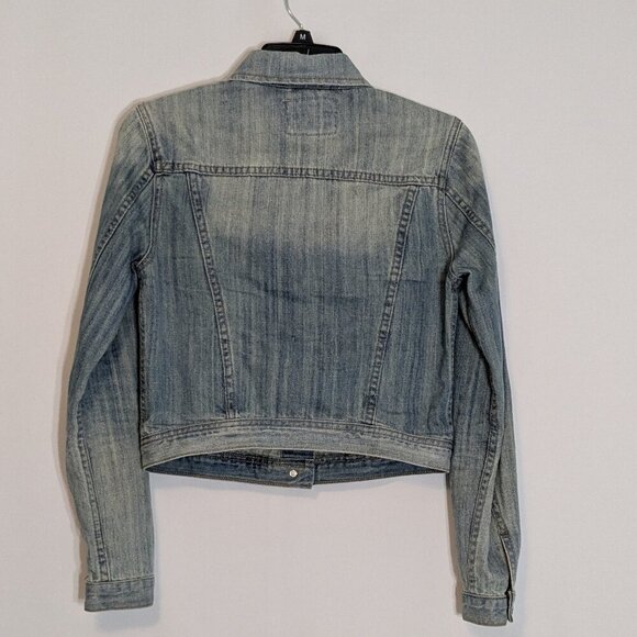 FOREVER 21 Cropped Blue Denim Button Jean Jacket; Size S - Picture 2 of 4